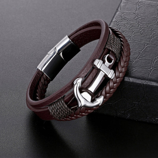 Anchor Chain Men's Layered Bracelet