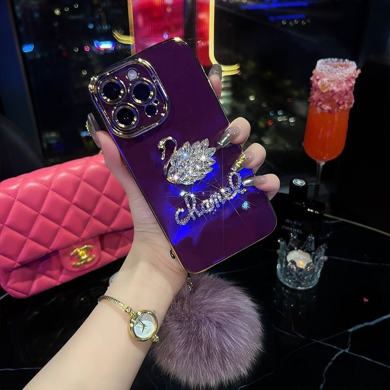 Fashion Fur Ball Swan Phone Case