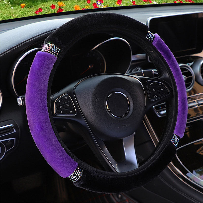 Shiny Rhinestone Fluffy Steering Wheel Cover