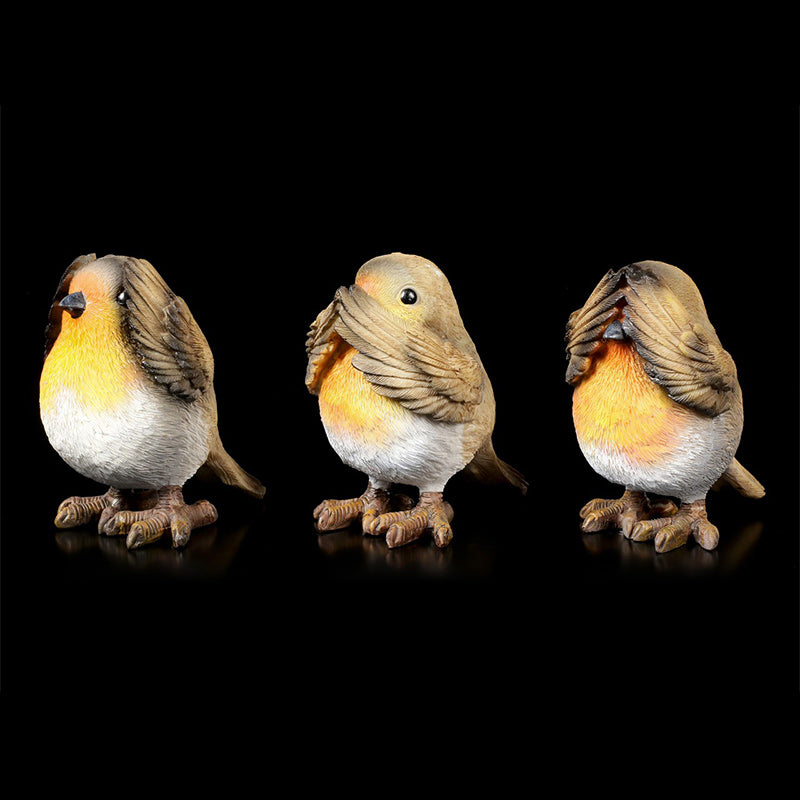 Three Wise Robin Figurines