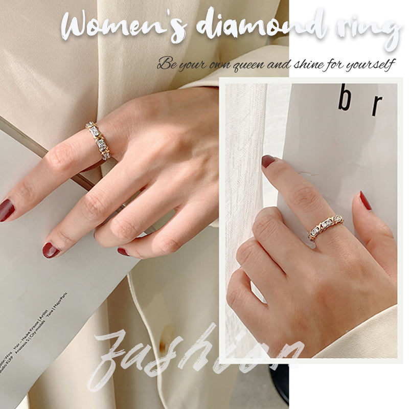 Women's Cross Two Tone Zircon Ring