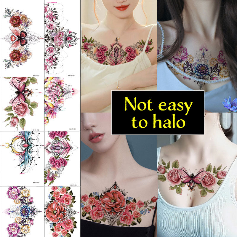 Color Wreath Clavicle Chest Flower Arm Tattoo Sticker