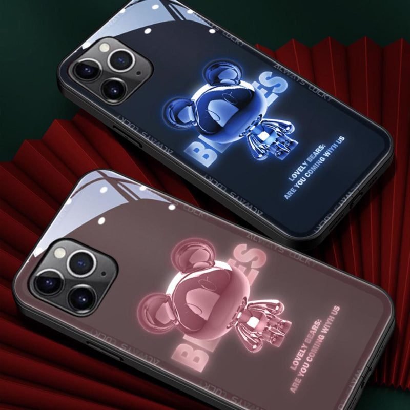 Incoming Call Luminous Metal Bear Phone Case