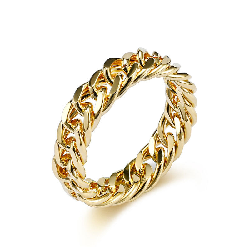 Double Woven Cuban Mirror Chain Ring Ring