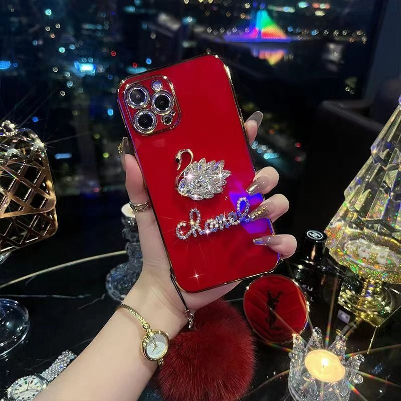 Fashion Fur Ball Swan Phone Case