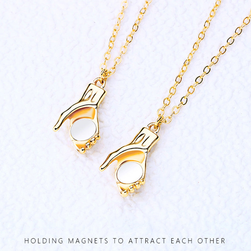 Couple Magnetic Handshake Necklace