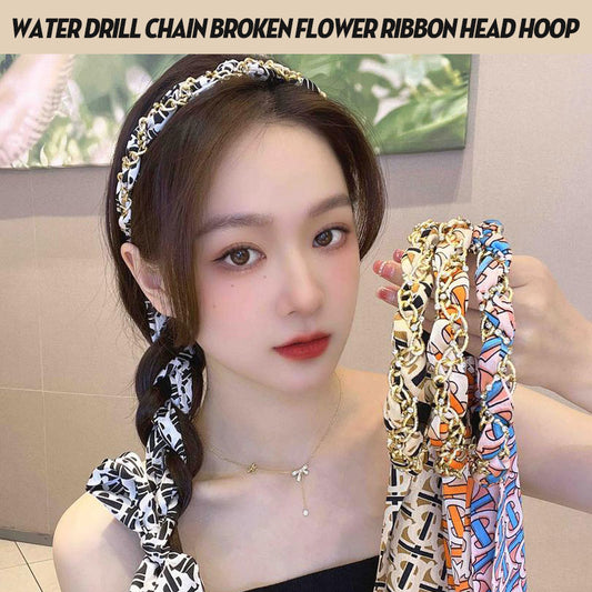 Rhinestone Chain Floral Streamer Headband