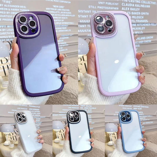 Round Edge Phone Case With Glitter Lens