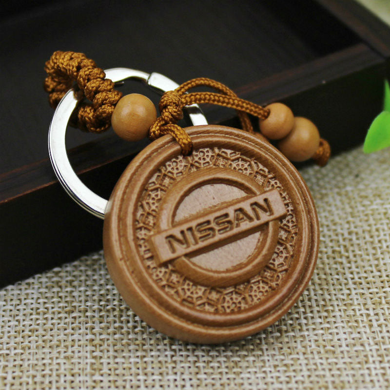 Fashion Mahogany Carving Car Logo Keychain Keyring Pendant