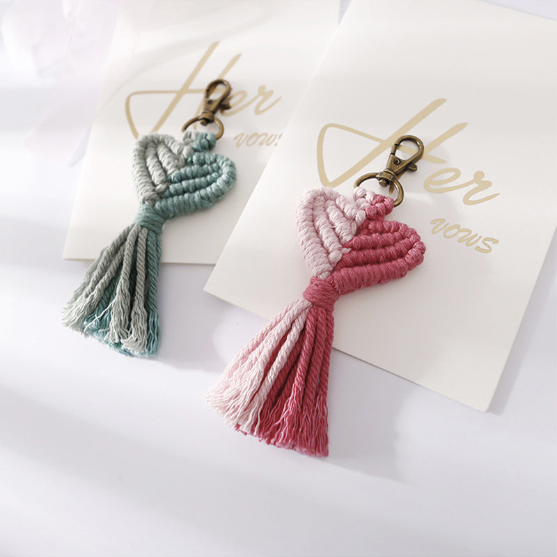 Valentine's Day Tassel Keychain Peach Heart Heart