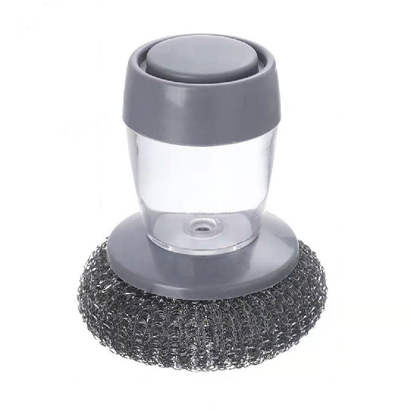 Push-type Automatic Liquid Adding Pot Washing Brush Cleaning Brush Steel Wire Ball