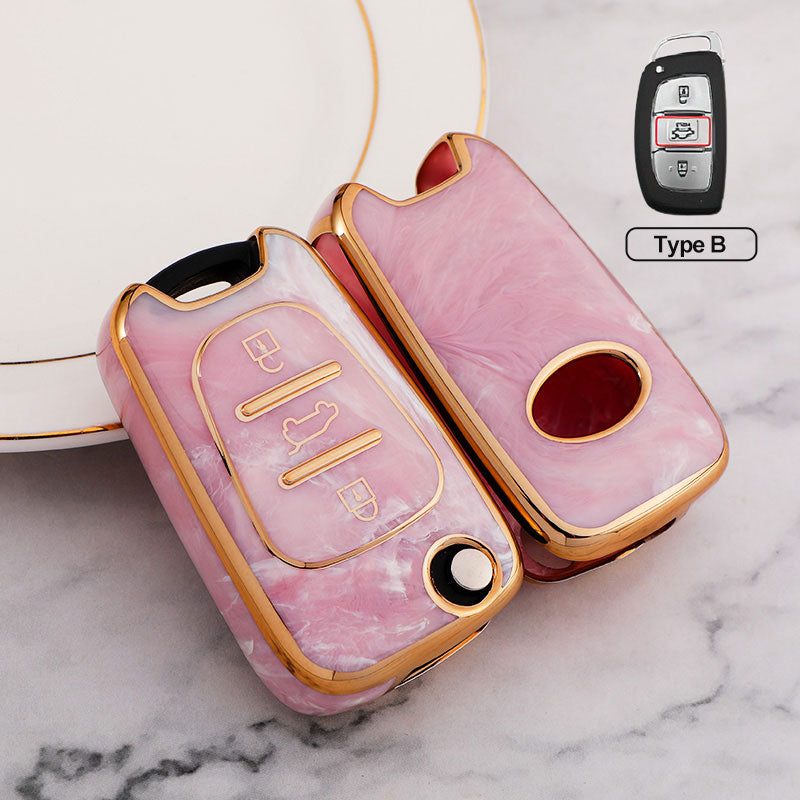 For Hyundai-Car Rhinestone Keychain Key Case