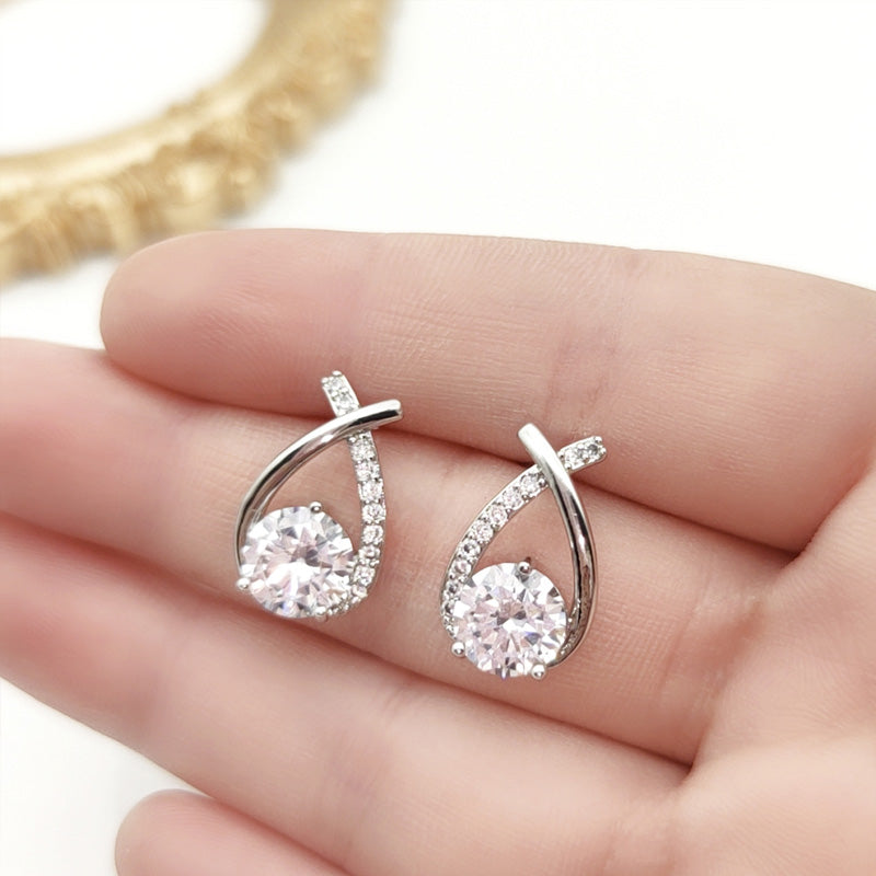 Cross Design Temperament Light Luxury Full Diamond Earrings