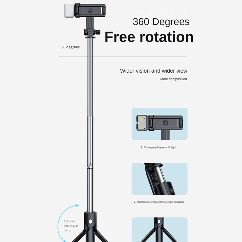 Selfie Stick Tripod With Fill Light