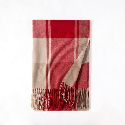 Warm Tassel Plaid Scarf