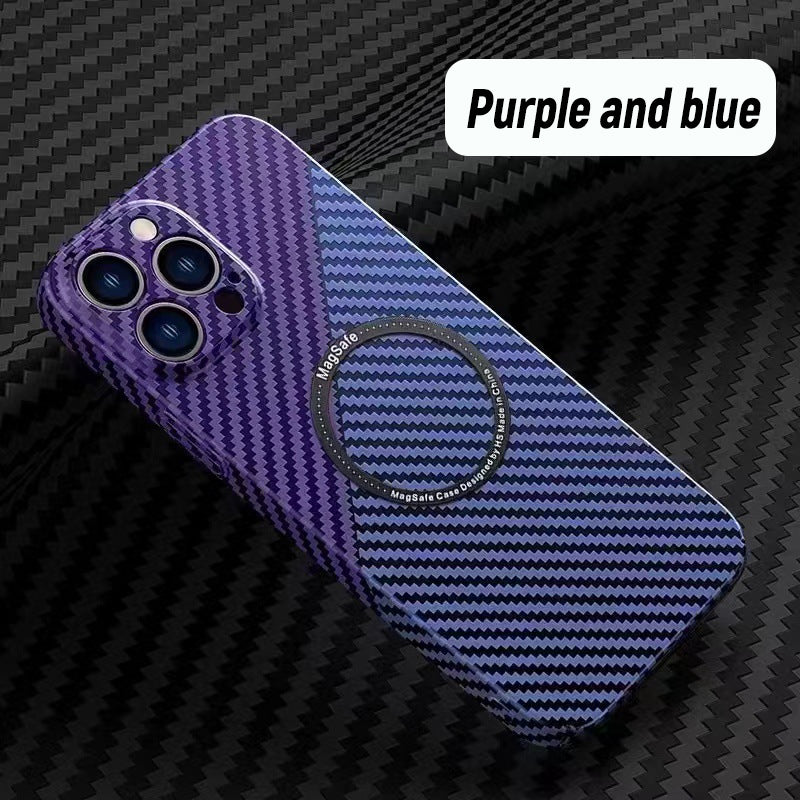 Contrasting Color Magnetic Carbon Phone Case