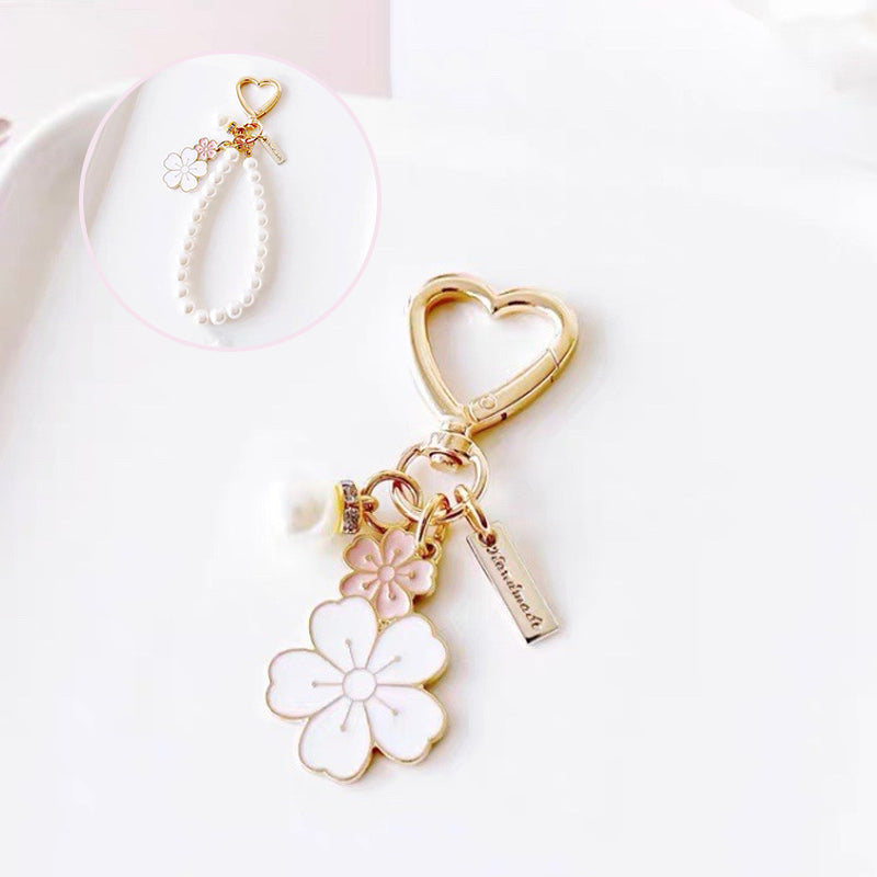 Double Sided Cherry Blossom Key Ring