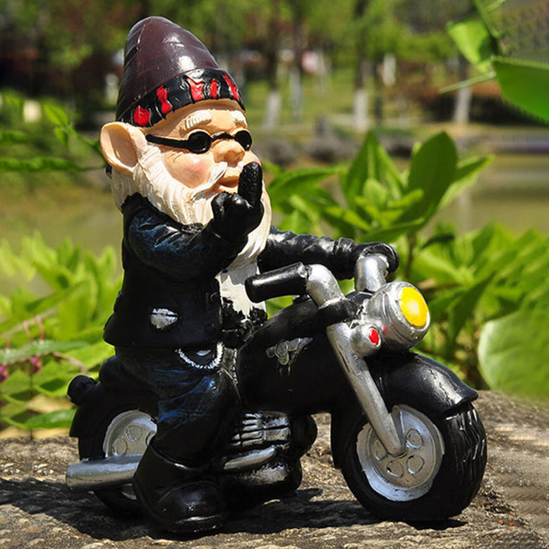 Gnome Dwarf Motorcycle Statue