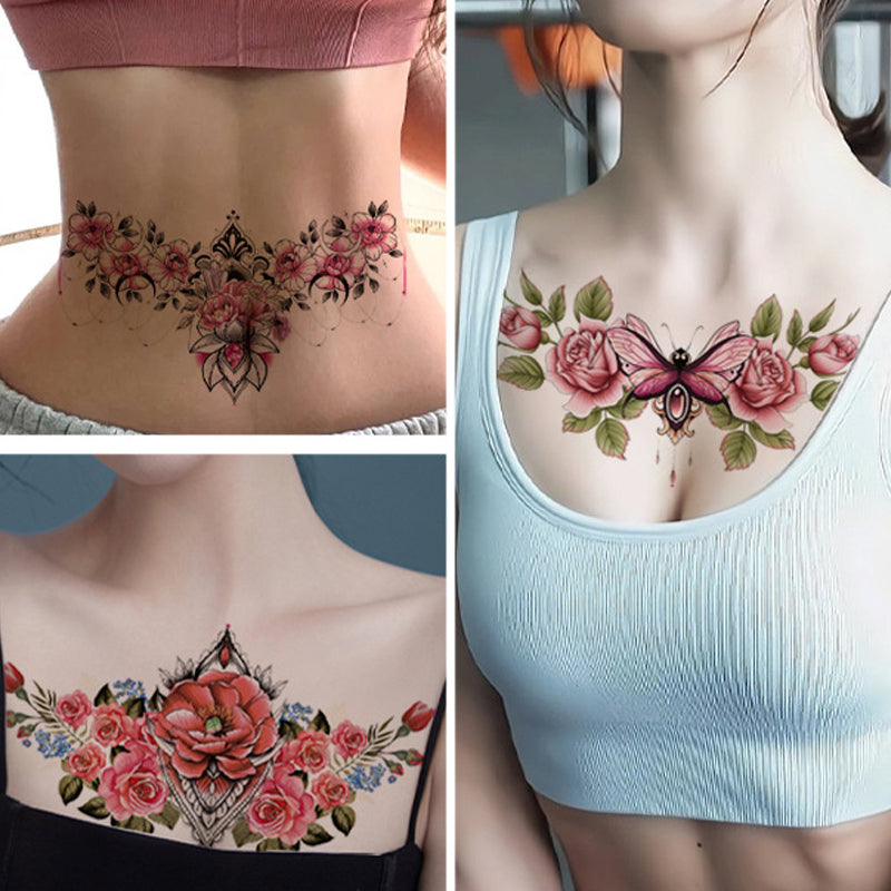 Color Wreath Clavicle Chest Flower Arm Tattoo Sticker