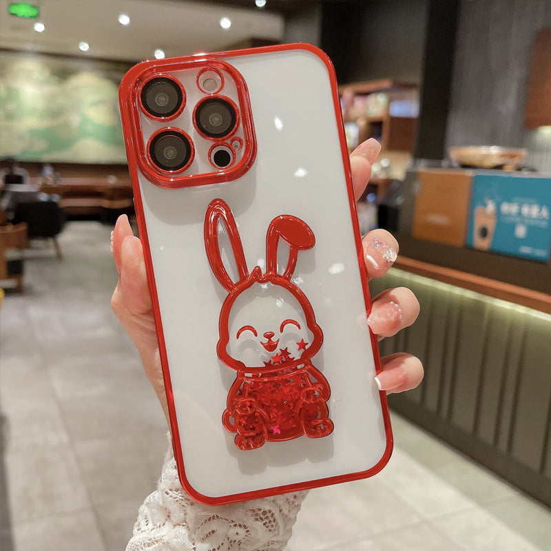 3D Cute Rabbit Quicksand Phone Case