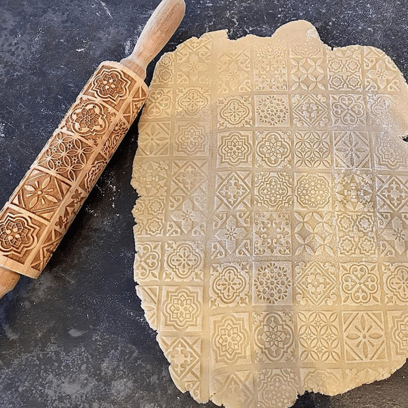 Solid Wood Embossed Rolling Pin