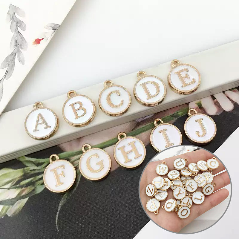 Enamel Metal Double Side Letter Beads