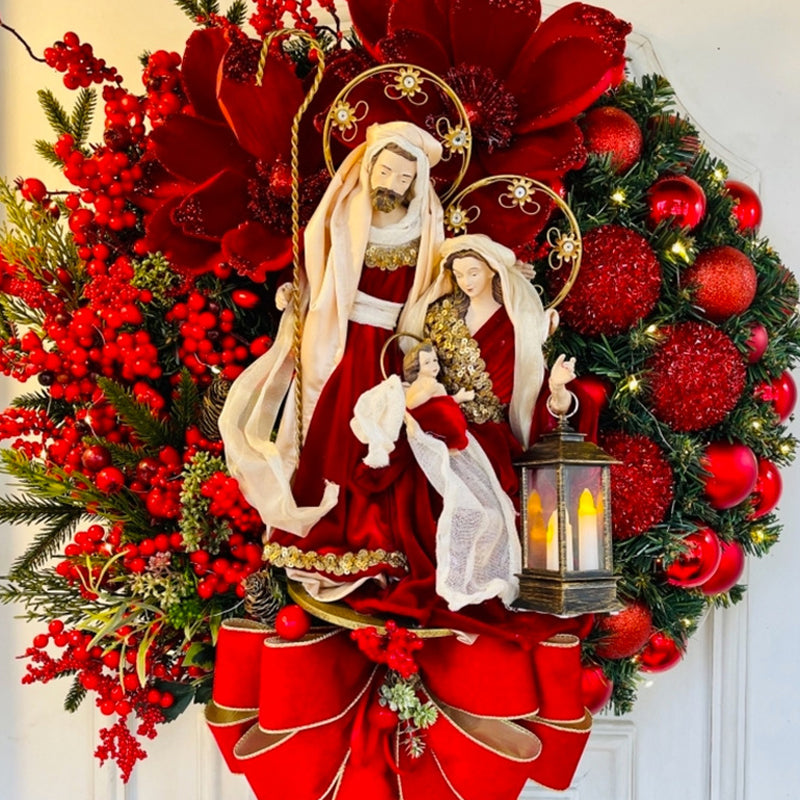 Sacred Christmas Wreath With Lights