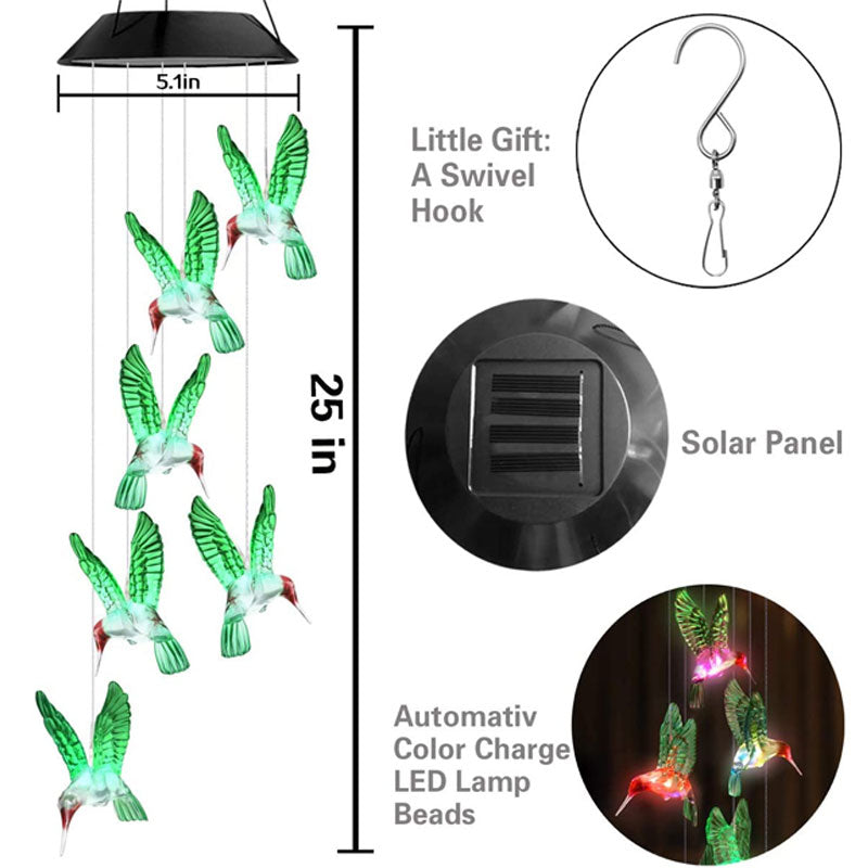 Solar Hummingbird Wind Chimes