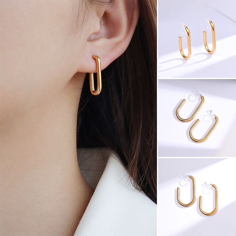 Oval Clip Hoop Earrings