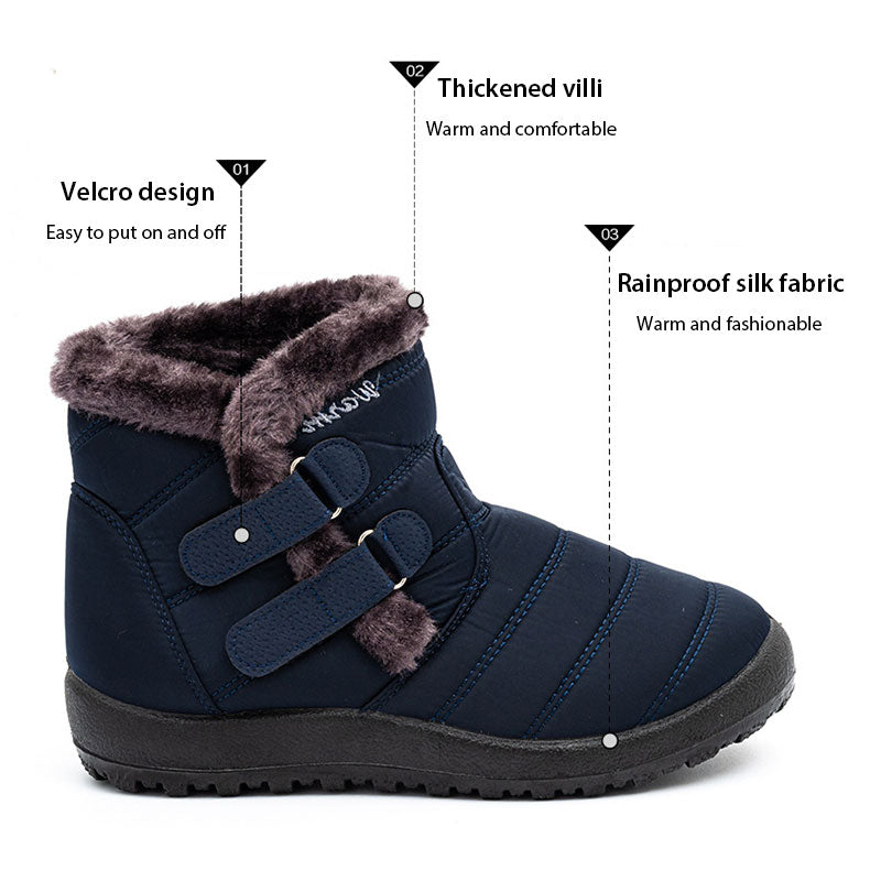 Waterproof Warm Plush Fleece Lining Slip On Snow Boots