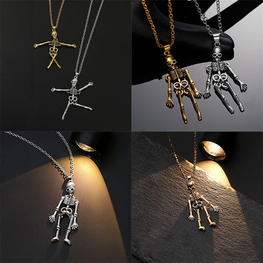 Skeleton Ghost Holding Couple Necklace