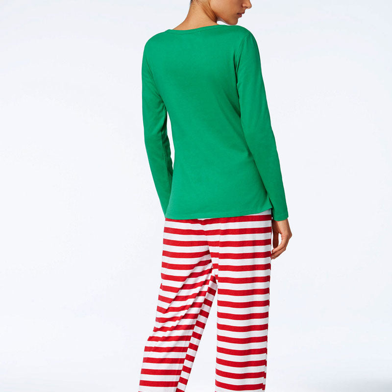 Christmas ELF Print Striped Family Matching Pajamas Set