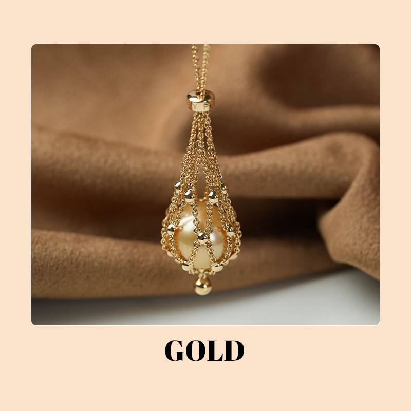 Net Bag Golden Bean Necklace