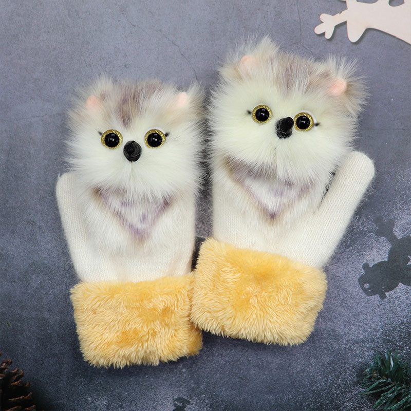 Knitted Warmth Plush Pet Gloves