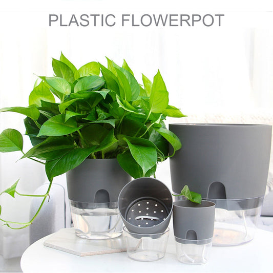 Self-priming Lazy Plastic Flowerpot