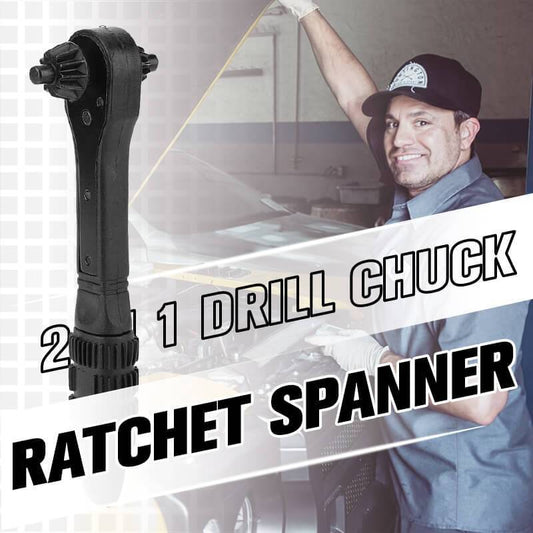 2 In 1 Drill Chuck Key Black Ratchet Combination Wrench