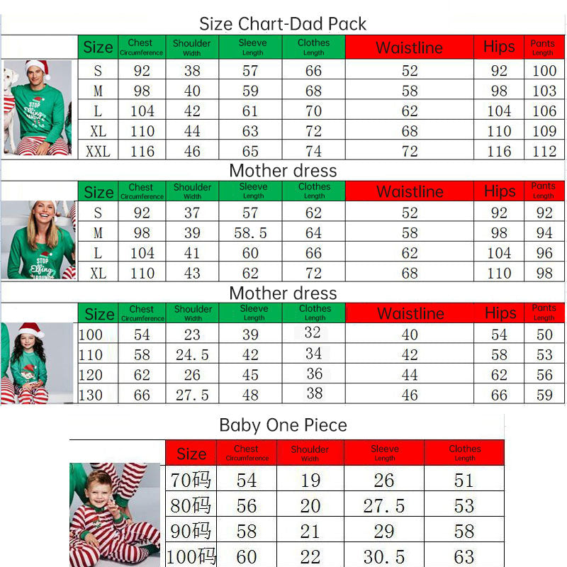 Christmas ELF Print Striped Family Matching Pajamas Set