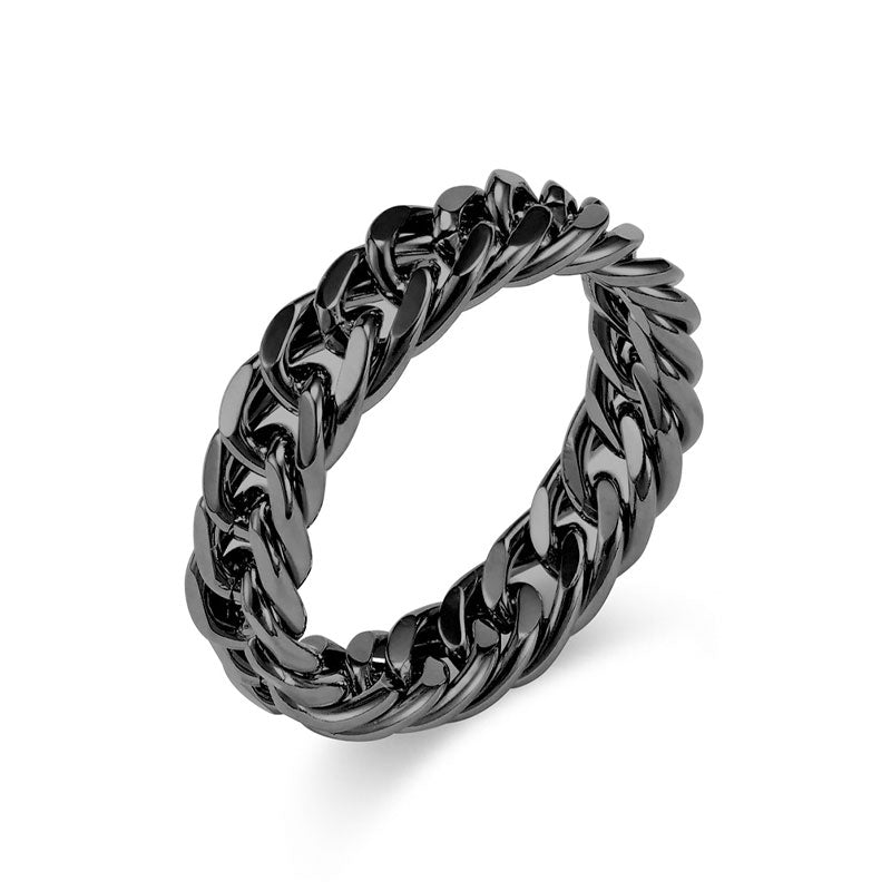 Double Woven Cuban Mirror Chain Ring Ring