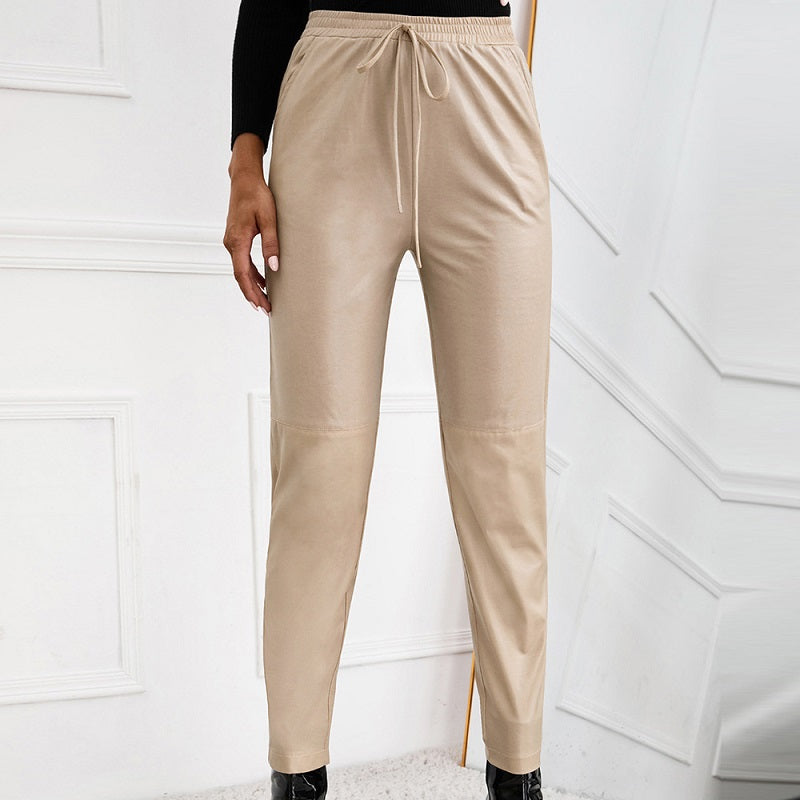 Elastic Leather Pants