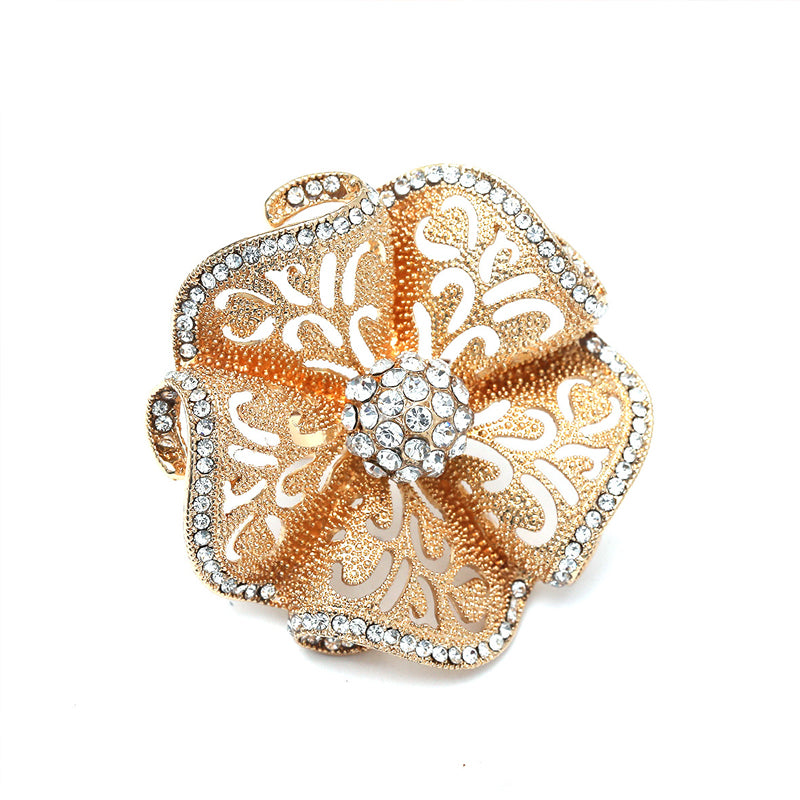 Vintage Hollow Diamond Flower Ring