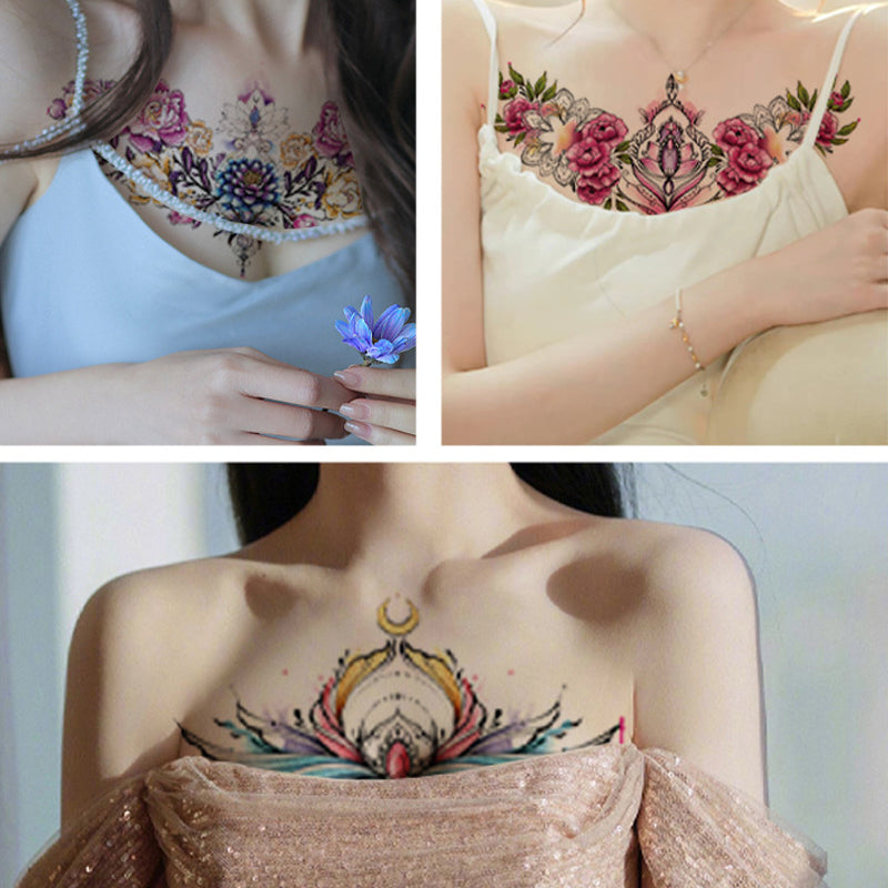 Color Wreath Clavicle Chest Flower Arm Tattoo Sticker