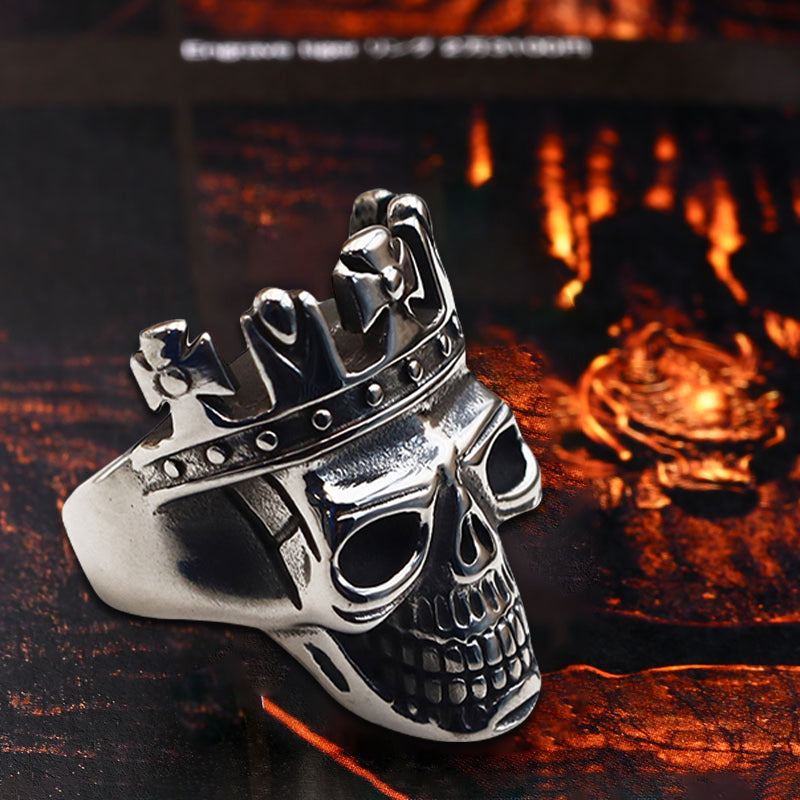 Folbom - Vintage Crown Skull Titanium Steel Ring