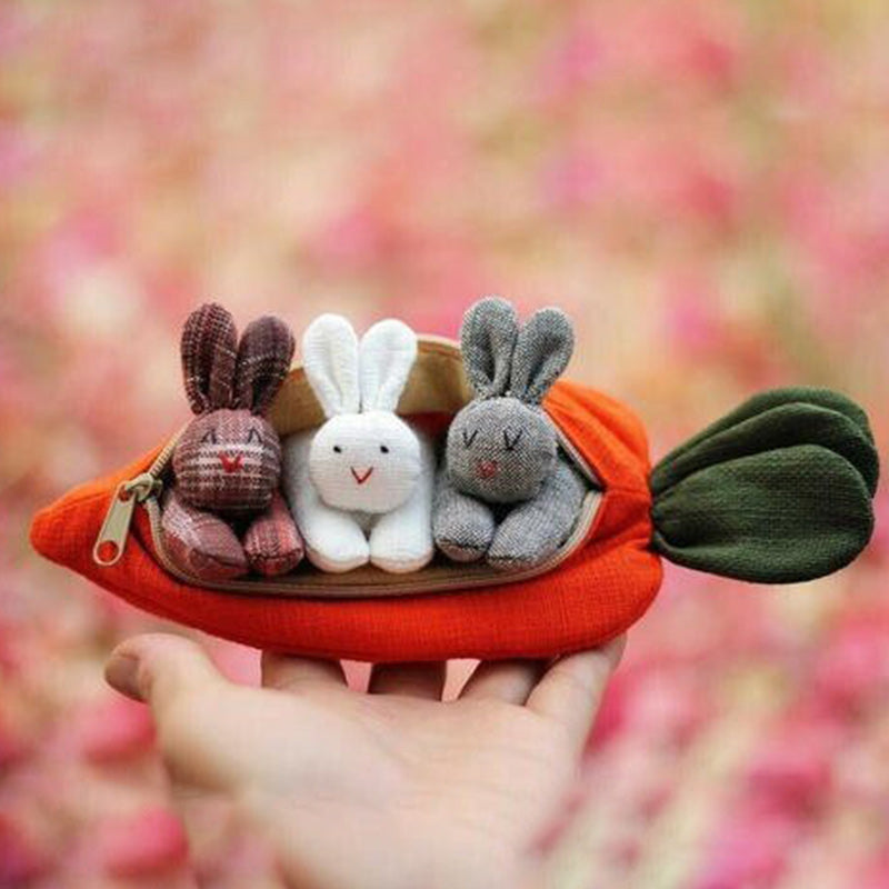 Hide-and-Seek Bunnies in Carrot Pouch