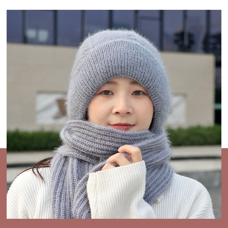 Women's Snow Cap With Hat And Scarf