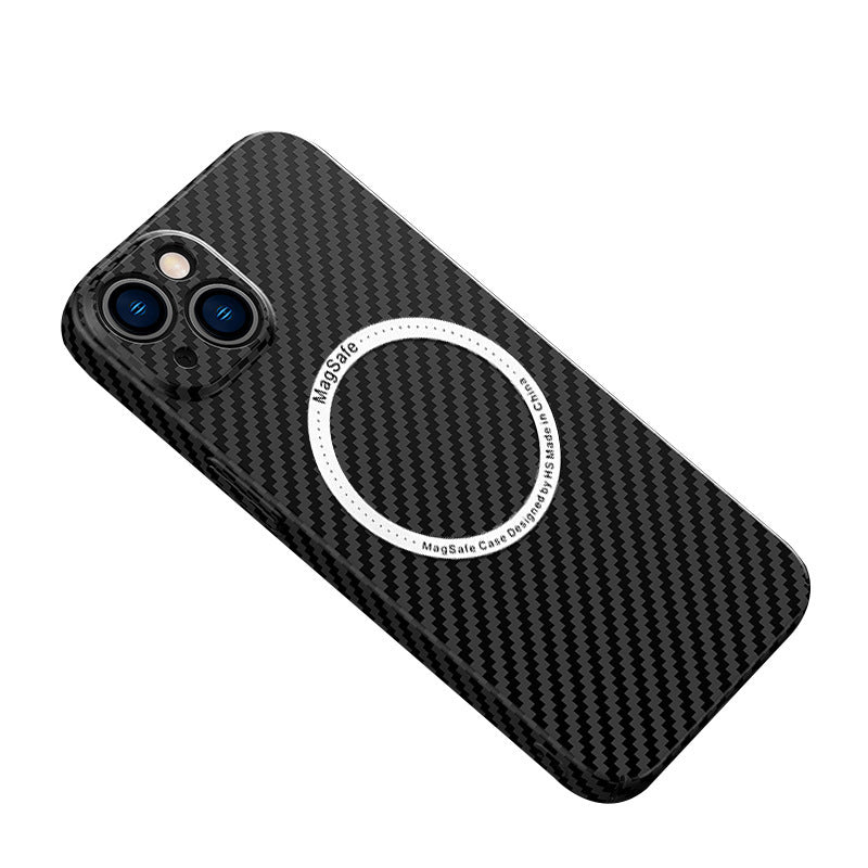 Contrasting Color Magnetic Carbon Phone Case