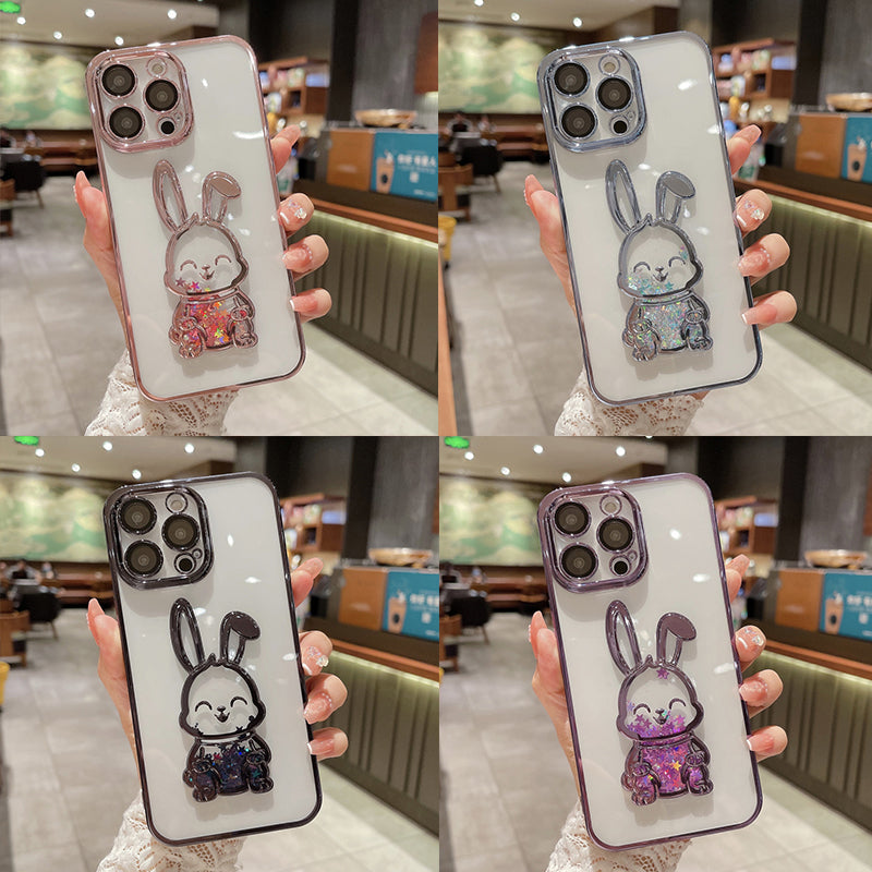 3D Cute Rabbit Quicksand Phone Case