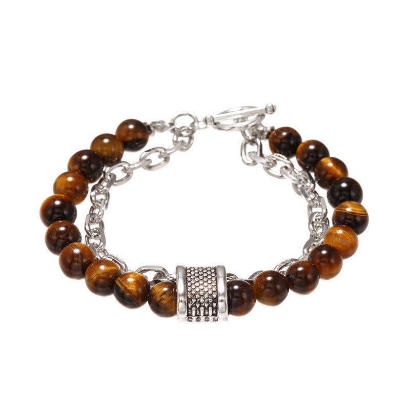 Natural Tiger Eye Beaded Bracelet For Men