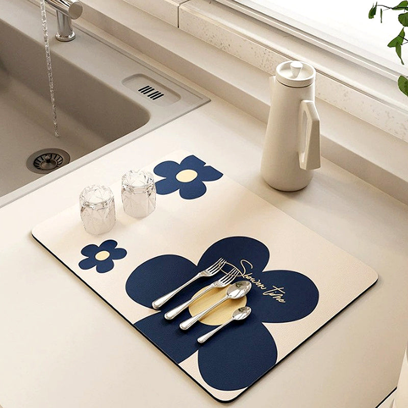 Cartoon Small Flower Kitchen Draining Mat