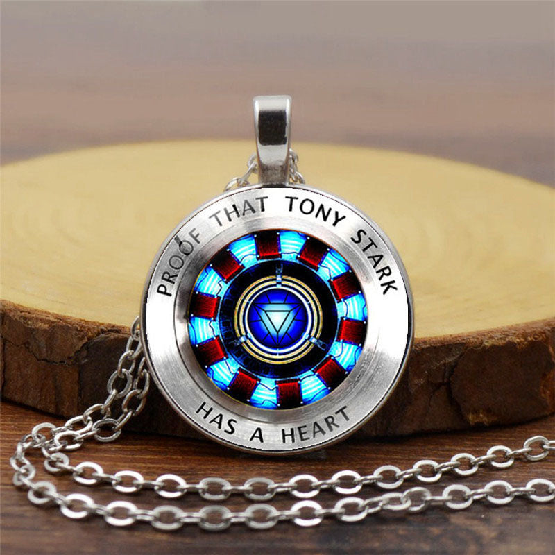 Iron Man Heart Time Stone Necklace