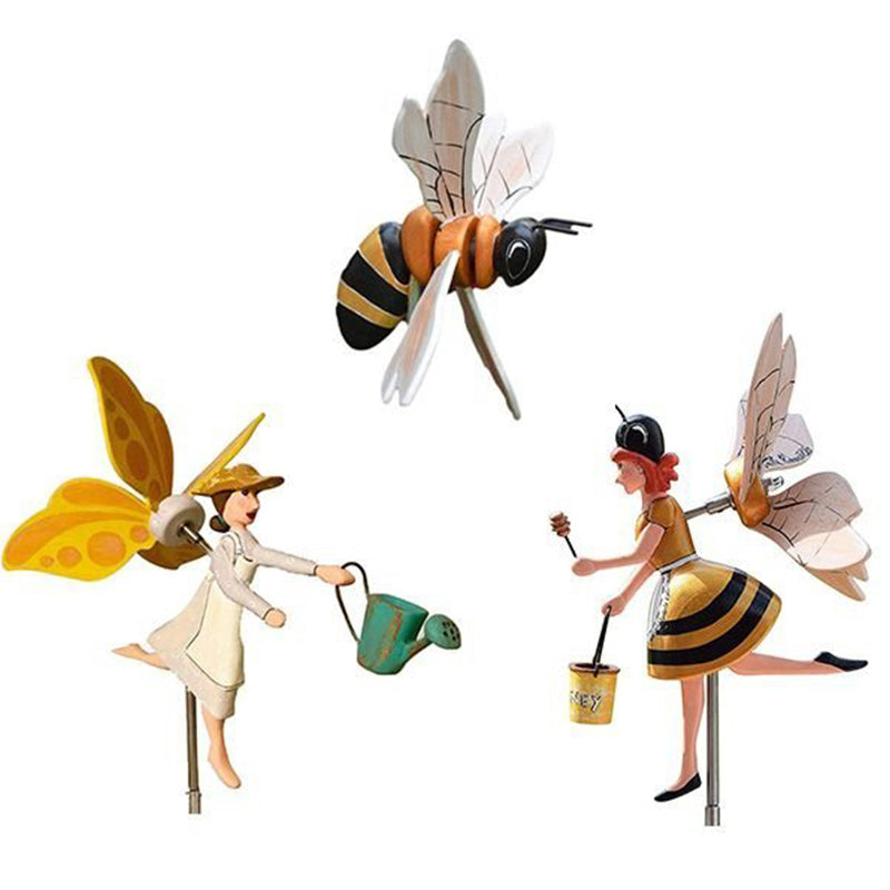 Miss Bee Garden Art Decor Whirligigs Wind Spinners